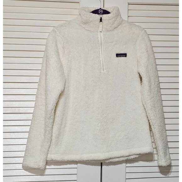 Patagonia Women's Ivory Sherpa Fleece 1/4 Zip Pullover Size Medium 2205 - Picture 11 of 14